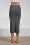 Anthracite Buttoned Cashmere Pencil Women's Knitwear Skirt - 5