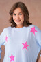 Women's Crew Neck Star Patterned Pearl Embroidered Ov Oversized Riko Sweater 12064 - 2