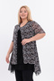 Elegant White Floral Print Tulle Fabric Inner Lining Short Sleeve Plus Size Special Design Blouse 5023 - 5