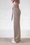 Taupe Belted Pocketed Women's Knit Pants with Cashmere - 5