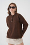 Women's Crew Neck Button Detail Knitwear Sweater 8623 - 5
