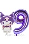 Sanrio Purple Kuromi Concept Foil Balloon and 9-Year-Old Purple Foil Number Balloon Set