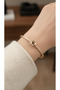 Gold Color Open Center Tattoo Bracelet with Clasp Birth Month Flower Bracelet (February) - 2