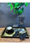 Black Bow Stone Decorated 6-Piece Presentation Napkin, Cocktail Napkin with Brooch - 4