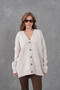 Women's V-Neck Button Closure Oversized Long Knitwear Cardigan 8596 - 7