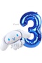 Kuromi Concept Cinnamoroll Foil Balloon 100 cm and 3 Year Old Navy Blue Foil Number Balloon Set - 7