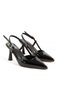 Women's Black Patent Leather Stiletto Open Back Buckle Helmet Pointed Toe 8 cm Heeled Shoes - 4