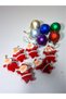 Christmas Pine Tree Decoration Set with Santa Claus (6 Red Santa Clauses, 6 Colored Balls of 4 cm) - 5