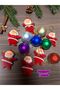 Christmas Pine Tree Decoration Set with Santa Claus (6 Red Santa Clauses, 6 Colored Balls of 4 cm) - 6