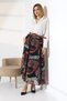 Shawl Patterned Glitter Chiffon Skirt – Long Model with Belt and Lining - 5