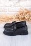 35830 Black Leather Buckle Detailed Comfortable Loafer Women's Shoes - 7