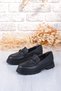35830 Black Leather Buckle Detailed Comfortable Loafer Women's Shoes - 5