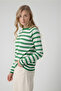 Colorful Striped Crew Neck Slim Sweater - Green - 2