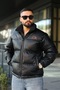 Men's Winter Puffed Leather Coat - 3