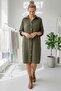Khaki Shirt Collar Buttoned Long Sleeve Buttoned Casual Muslin Woven Shirt Dress 105 75 - 3