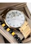 Numerals Yellow Steel Cord White Dial Cord, Men's Wristwatch with Calendar+Bracelet - 2