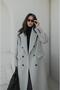 Grey Honeycomb Buttoned Flap Pocket Coat - 2