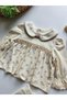 100% Cotton Headbanded Newborn 3-Piece Set / Baby Girl Hospital Take-Home / Mevlit Outfit - 5