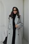 Grey Honeycomb Buttoned Flap Pocket Coat - 4