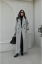 Grey Honeycomb Buttoned Flap Pocket Coat