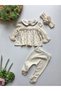 100% Cotton Headbanded Newborn 3-Piece Set / Baby Girl Hospital Take-Home / Mevlit Outfit - 2
