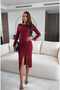 Women's Burgundy Buckle Detailed Slit Dress - 2