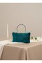 Luxury Wavy Velvet Women's Evening Dress Bag with Green Silver Metal Handle Detail - 2