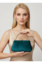Luxury Wavy Velvet Women's Evening Dress Bag with Green Gold Stone Handle Detail Wedding Engagement Graduation