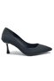Feles 7 cm Heeled Stiletto Women's Shoes Black-Satin - 2