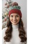Glittery Red Pompom Christmas Beanie |   Unisex Women's Men's Winter Beanie