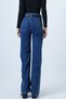 Women's Blue High Waist Straight Leg 5-Pocket Denim Trousers - 2
