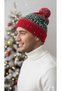 Glittery Red Pompom Christmas Beanie |   Unisex Women's Men's Winter Beanie - 3
