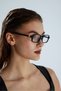Retro Rectangular Fashion Miu Black Blue Light Protection Patterned Glasses - 5