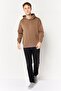 Men Solid Long Sleeve Hoodie, Brown - 2