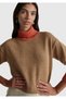 Women's Light Brown Wool Blend Multi-Colored Turtleneck Sweater - 6
