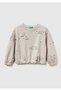 Girl's brown mix all-over ribbed sweatshirt