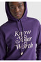 Women's purple cotton blend front text Printed Hooded sweatshirt - 6