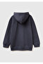 Boy's Dark Gray Front Printed Low Shoulder Hooded Sweatshirt - 2