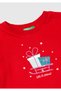 Girl's Red Glitter Printed Crew Neck Regular Fit Long Sleeve T-Shirt - 3