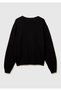 Women's Black 100% Merino Rib Detailed Crew Neck Sweater - 4