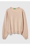 Women's Ecru 100% Merino Rib Detailed Crew Neck Sweater - 2