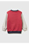 Boy's Burgundy-Grey Front Logo Printed Pocket Crew Neck Regular Fit Sweatshirt - 2