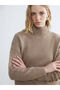 Lcw Vision Beige Half Turtleneck Oversize Women's Knitwear Sweater - 3
