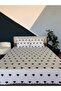 Heart Patterned Single 2-Piece Bedspread Set - 160X240 cm - with Pvc Bag - White Black - 3