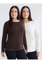 Soulife Brown Plus Size Crew Neck Women's T-Shirt 2-Pack