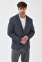 Pasure Men's Navy Blue Cotton Mono Collar Flexible Fabric Self-Wiping Slim Fit Sports Blazer Jacket - 2