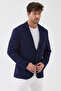Egisto Men's Navy Blue Flexible Stretch Fabric Cotton Blended Slim Fit Spring-Summer Sports Blazer Jacket - 2