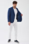 Steel Combed Men's Navy Blue Flexible Stretch Fabric Cotton Blended Slim Fit Spring-Summer Sports Blazer Jacket - 6