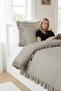 100% Natural Cotton Single Romantic Ruffled Duvet Cover Set (Without Sheets) 160*220 |   Soft and Breathable Fabric |   Capiccino - 3