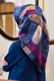 Tivil Silk Scarf 17472 - 0026 - 0033 Plum Navy Blue Dobby Pattern